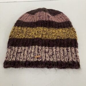 Free People Stripe‎ Berry Rose  Beanie Hat